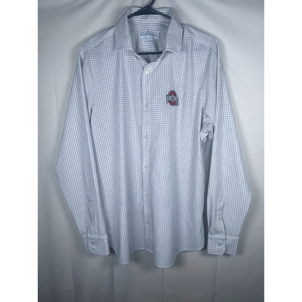 Mizzen & Main Ohio State Buckeyes Men's Button Down Shirt White Plaid Size Large
